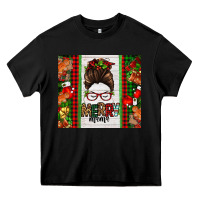 Black Christmas merry mama messy bun Heavy Core Tee - Jasminsmagicworld