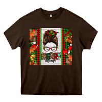 Chocolate Brown Christmas merry mama messy bun Heavy Core Tee - Jasminsmagicworld