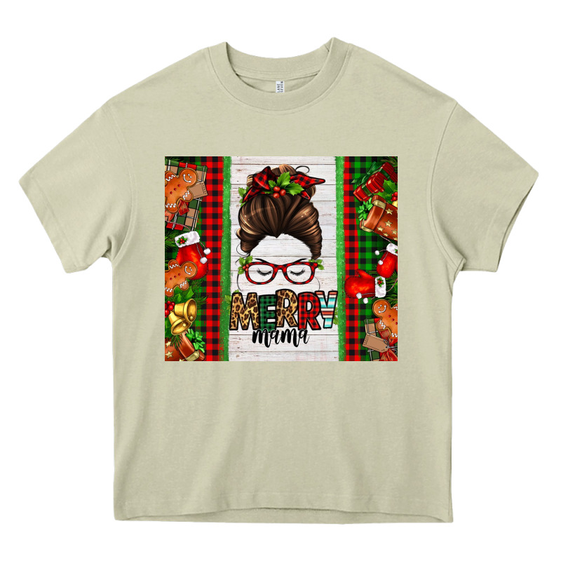 Christmas Merry Mama Messy Bun Heavy Core Tee by Jasminsmagicworld | Teevron