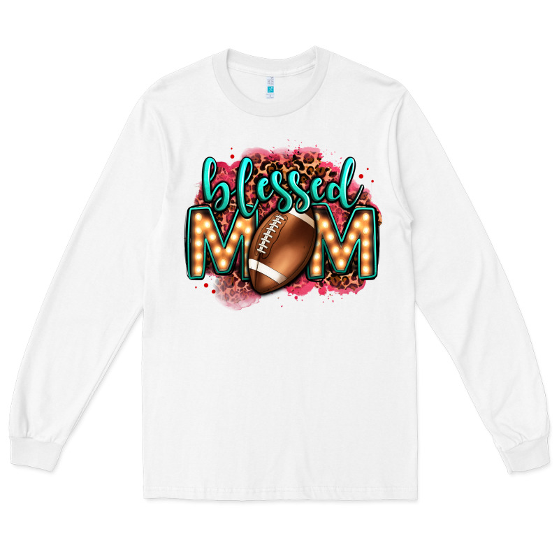 Blessed American Football Mom Lightbulb Letters Long Sleeve Tee by OliviaCreatesArt | Teevron