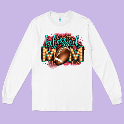 Blessed American Football Mom Lightbulb Letters Long Sleeve Tee Designed By Oliviacreatesart