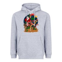 Heather Grey Christmas  camel with Santa Heavyweight Hoodie - BarkalooDesign