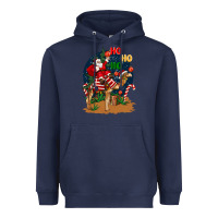Navy Christmas  camel with Santa Heavyweight Hoodie - BarkalooDesign
