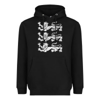 Black Retro Three England Lions Vintage Souvenir Heavyweight Hoodie - trangStudio