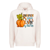 Pale Pink Pumpkin spice and livin' my best life Premium Hoodie - RanaPortraitStore