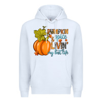 White Pumpkin spice and livin' my best life Premium Hoodie - RanaPortraitStore