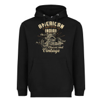 Black Retro Vintage American Motorcycle Indian for Old Biker Heavyweight Hoodie - trangStudio