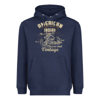 Navy Retro Vintage American Motorcycle Indian for Old Biker Heavyweight Hoodie - trangStudio