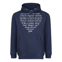Navy Love is patient Love is Kind 1 Corinthians 1348 Heavyweight Hoodie - trangStudio