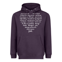 Plum Love is patient Love is Kind 1 Corinthians 1348 Heavyweight Hoodie - trangStudio