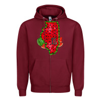 Burgundy illinois watermelon Zipper Hoodie - RacoonDesign