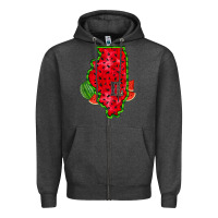 Charcoal Heather illinois watermelon Zipper Hoodie - RacoonDesign