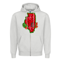 Dove Grey illinois watermelon Zipper Hoodie - RacoonDesign