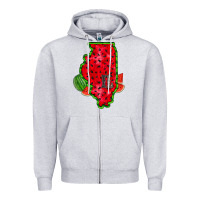 Heather Grey illinois watermelon Zipper Hoodie - RacoonDesign