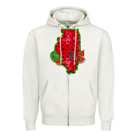 Oatmeal Heather illinois watermelon Zipper Hoodie - RacoonDesign