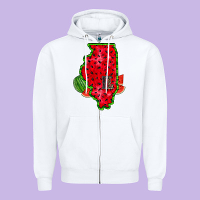 Illinois Watermelon Zipper Hoodie Designed By Racoondesign
