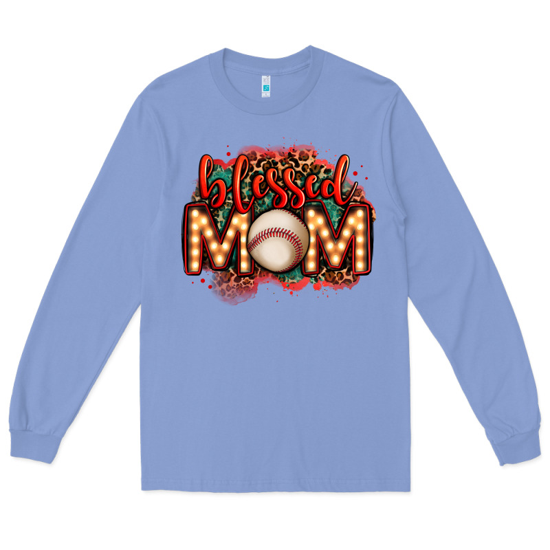 Blessed Baseball Mom Lightbulb Letters Long Sleeve Tee by OliviaCreatesArt | Teevron