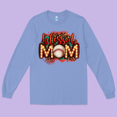 Blessed Baseball Mom Lightbulb Letters Long Sleeve Tee Designed By Oliviacreatesart