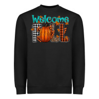 Black Welcome Fall Heavyweight Sweatshirt - CowhideDigitalArt