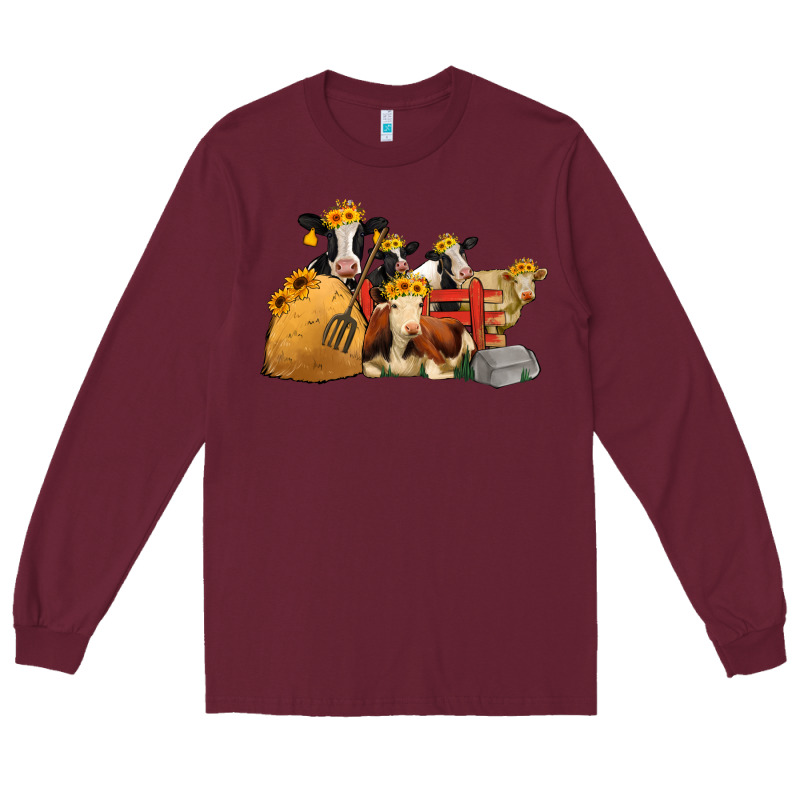 Cows With Sunflower Headbands Long Sleeve Tee by Jasminsmagicworld | Teevron