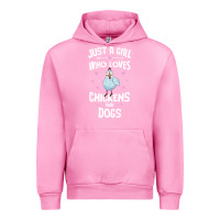 Fuchsia Pink Just A Girl Who Loves Chickens And Dogs Gift Women Urban Hoodie - trangStudio