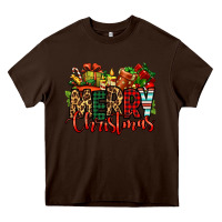 Chocolate Brown merry Christmas Heavy Core Tee - Jasminsmagicworld