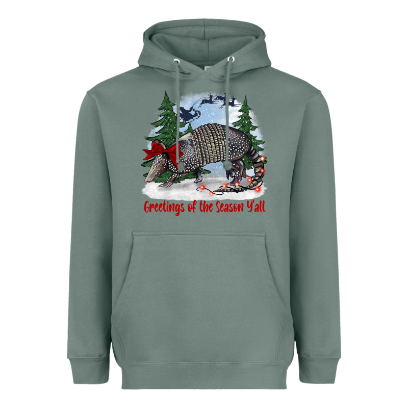 Greetings Of The Season Y'all With Armadillo Heavyweight Hoodie by BarkalooDesign | Teevron
