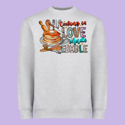 Cooking Is Love Made Edible Heavyweight Sweatshirt Designed By Cowhidedigitalart