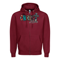 Burgundy in christ alone Zipper Hoodie - RacoonDesign