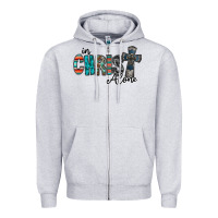 Heather Grey in christ alone Zipper Hoodie - RacoonDesign