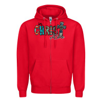 Red in christ alone Zipper Hoodie - RacoonDesign