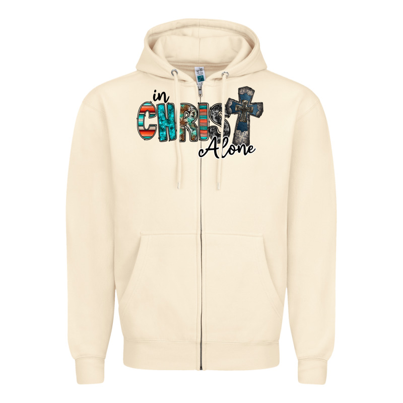 In Christ Alone Zipper Hoodie by RacoonDesign | Teevron