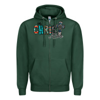 Sports Green in christ alone Zipper Hoodie - RacoonDesign