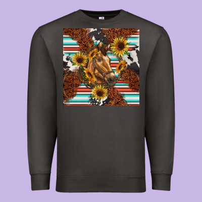 Western Horse Premium Sweatshirt Designed By Barkaloodesign