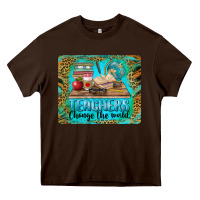 Chocolate Brown teachers change the world mousepad Heavy Core Tee - BarkalooDesign