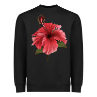 Black Puerto Rican Hibiscus Flower Illustrations Heavyweight Sweatshirt - LillyAllenDesigns