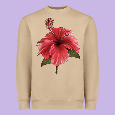 Puerto Rican Hibiscus Flower Illustrations Heavyweight Sweatshirt Designed By Lillyallendesigns
