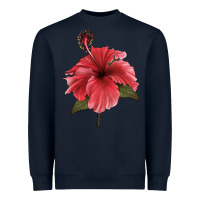 Navy Puerto Rican Hibiscus Flower Illustrations Heavyweight Sweatshirt - LillyAllenDesigns
