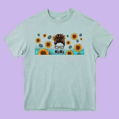 Western Mama Messy Bun Heavy Core Tee Designed By Jasminsmagicworld