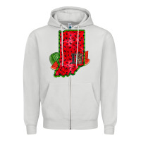 Dove Grey indiana watermelon Zipper Hoodie - RacoonDesign