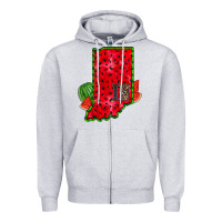 Heather Grey indiana watermelon Zipper Hoodie - RacoonDesign