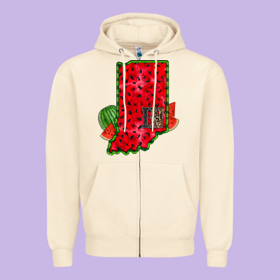 Indiana Watermelon Zipper Hoodie Designed By Racoondesign