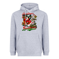 Heather Grey louisiana christmas with santa Heavyweight Hoodie - BarkalooDesign