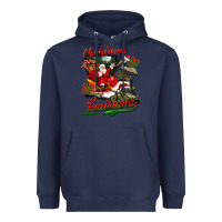 Navy louisiana christmas with santa Heavyweight Hoodie - BarkalooDesign