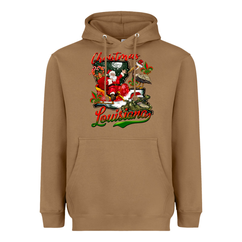 Louisiana Christmas With Santa Heavyweight Hoodie by BarkalooDesign | Teevron