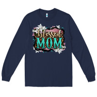 Navy blessed mom Long Sleeve Tee - OliviaCreatesArt