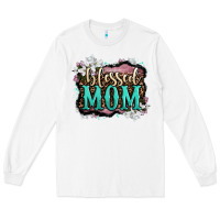 White blessed mom Long Sleeve Tee - OliviaCreatesArt