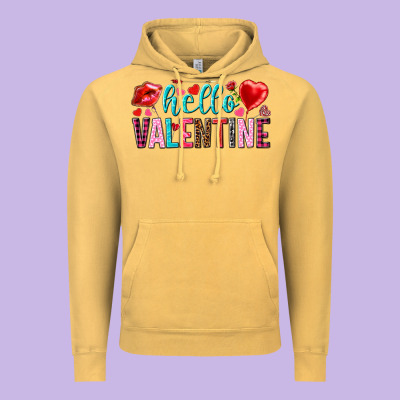 Hello Valentine Vintage Hoodie Designed By Howdyjamesfarm
