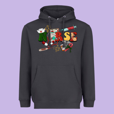 Christmas Nurse Heavyweight Hoodie Designed By Barkaloodesign