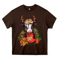 Chocolate Brown christmas baby cow hot cocoa Heavy Core Tee - Jasminsmagicworld